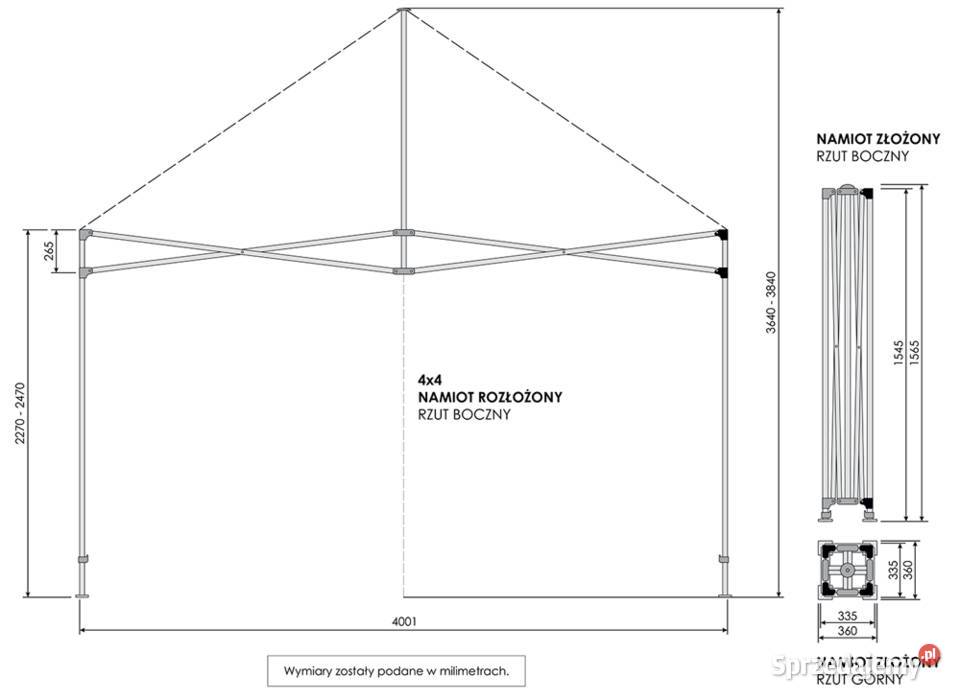 Namiot ekspresowy 4m x 4m różne rozmiary pomorskie Gdańsk