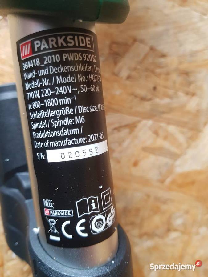 PARKSIDE Szlifierka do ścian i sufitów PWDS 920