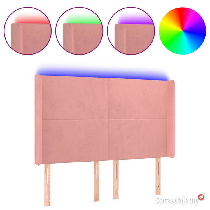 Zagłówek do łóżka z LED różowy 147x16x118128 sprzedam