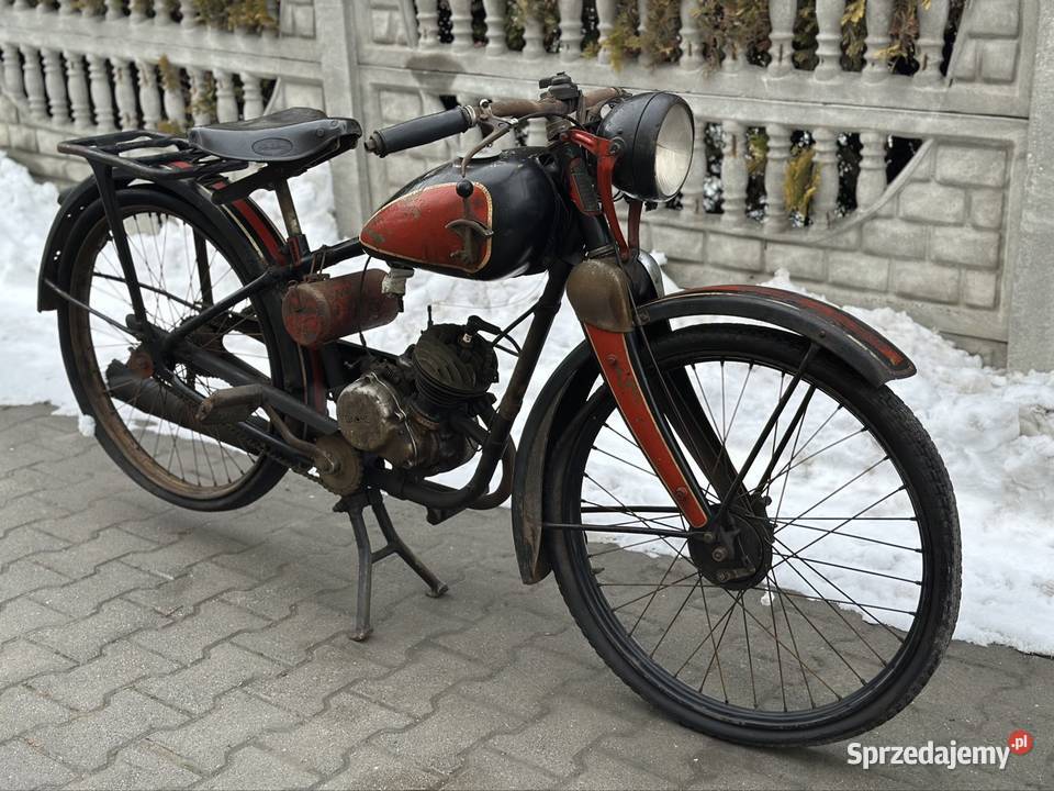 Zabytkowy motocykl Phanomen 98 Sachs 1939 uszkodzony śląskie Wisła Mała