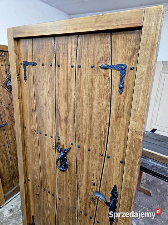 Drzwi DŁUGOSZ drewniane zewnętrzne lewe sprzedam