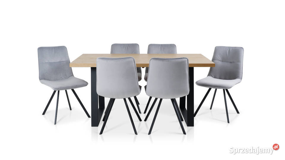 Stół LOFT 6 Krzeseł WELUR Nogi metalanowe czarne sprzedam