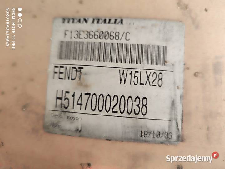 Felga 15X28 TYTAN H514700020038 FENDT 714 Vario Wilkowo sprzedam
