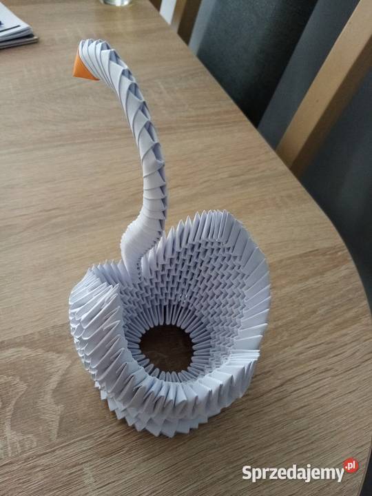 Łabędź Biały Origami Modułowe 3D Rękodzieło Kwidzyn