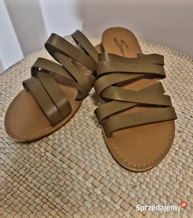 Klapki buty damskie Seven7 stan b paski khaki Lublin
