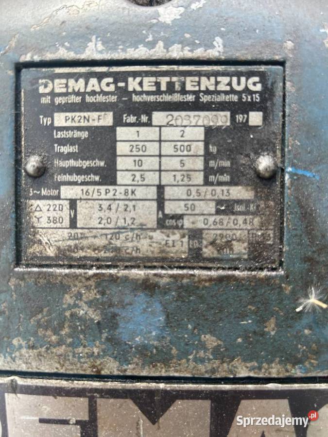 Sprzedam wciągarkę łańcuchowa warsztatowa Demag lubuskie Wiechlice