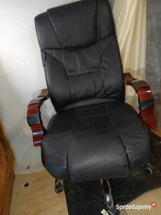 Fotel obrotowy biurowy czarny skóra Grójec