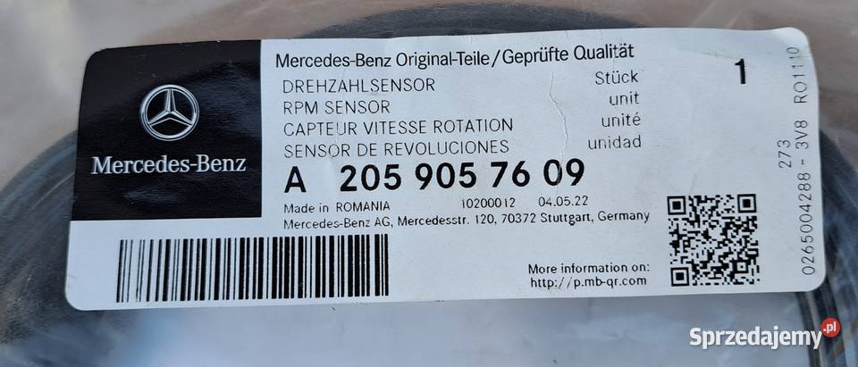 Czujnik ABS Przód Mercedes Klasa C W205 GLC X253 Czujniki Mielęcin