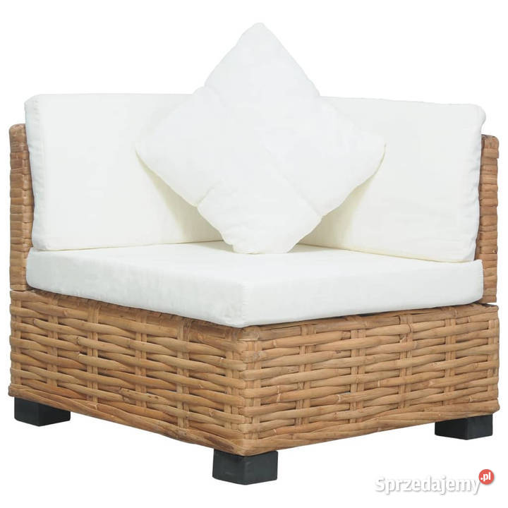 Narożna sofa z poduszkami naturalny rattan Warszawa sprzedam