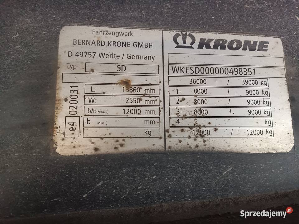 Plandeka dachu Krone ze stelażem naczepa tir Gdów