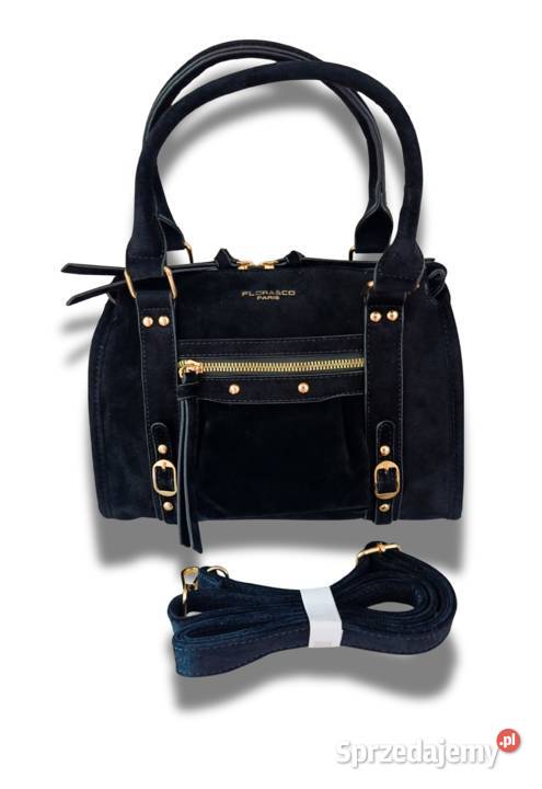 Torebka damska zamszowa shopperka noir pojemna Żabiczyn