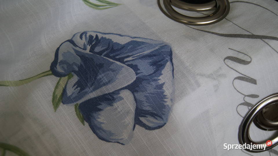 Zasłony SHABBY CHIC napisy kwiaty przelotki 2kpl biały dolnośląskie Dobroszyce