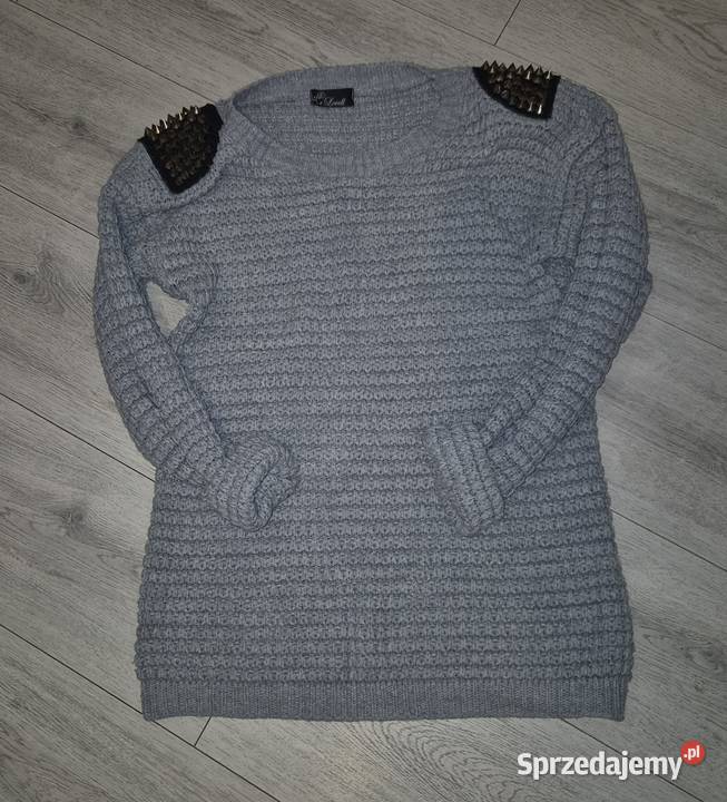 Sweter damski popielaty ćwieki 38M Bez wzoru Swetry i golfy sprzedam