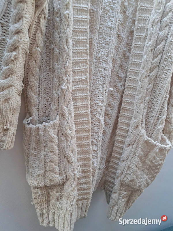 Kremowy kardigan Luv Lane S gruby splot