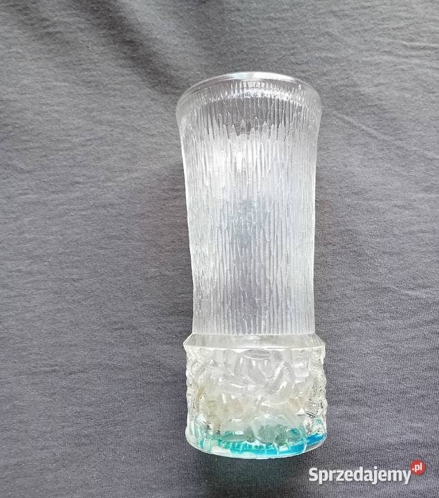 Wazon Sklo Union lata 70e Szkło mrożone Porcelana i szkło wielkopolskie Koźminek