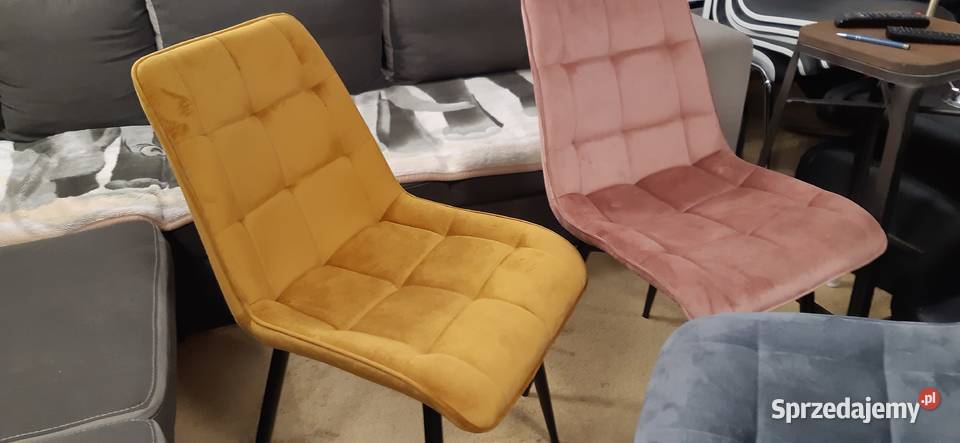 krzesła szare czarne welur LOFT GLAMOUR nowe 88cm sprzedam