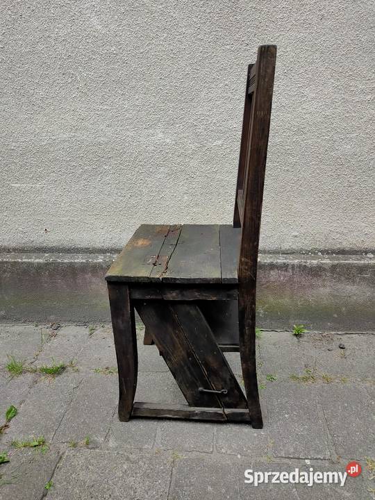 Antyczne krzesło schodki drabinka 788 wielkopolskie Kościan