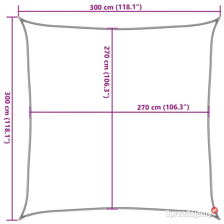 Żagiel przeciwsłoneczny 160 gm czarny 3x3 m HDPE Warszawa