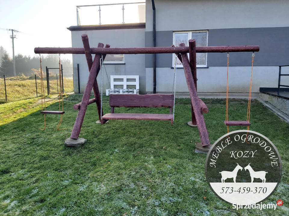 Plac zabaw ogrodowy drewniany z bali huśtawka śląskie