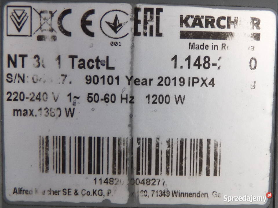 Odkurzacz przemysłowy Karcher NT 301 Tact L Wrocław