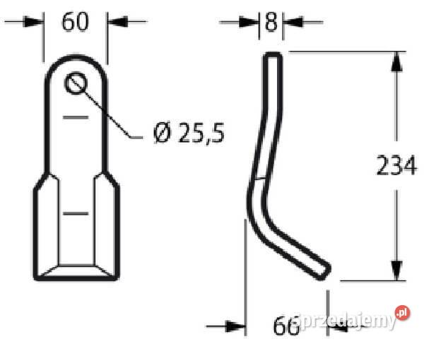 Nóż bijaka 60x8x234 mm uniwersalny pasuje do Kamionna sprzedam