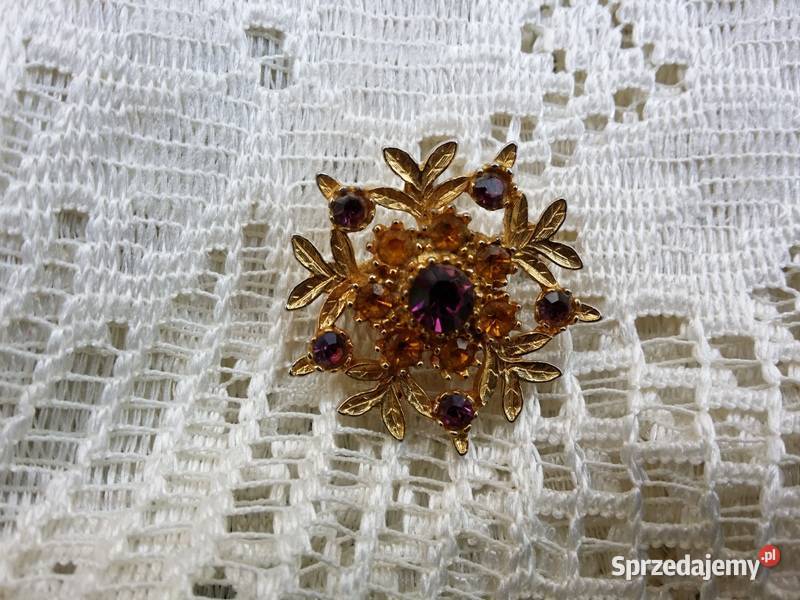 Stara angielska broszka ametystowa rozgwiazda Ochojno