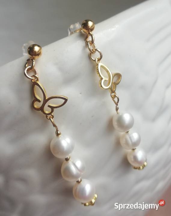 Kolczyki srebro 925 pozłacane z perłami Poznań