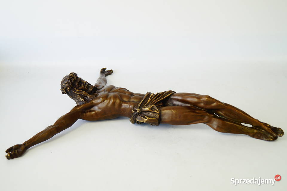 Duża figura JEZUS CHRYSTUS rzeźba z brązu Gizałki