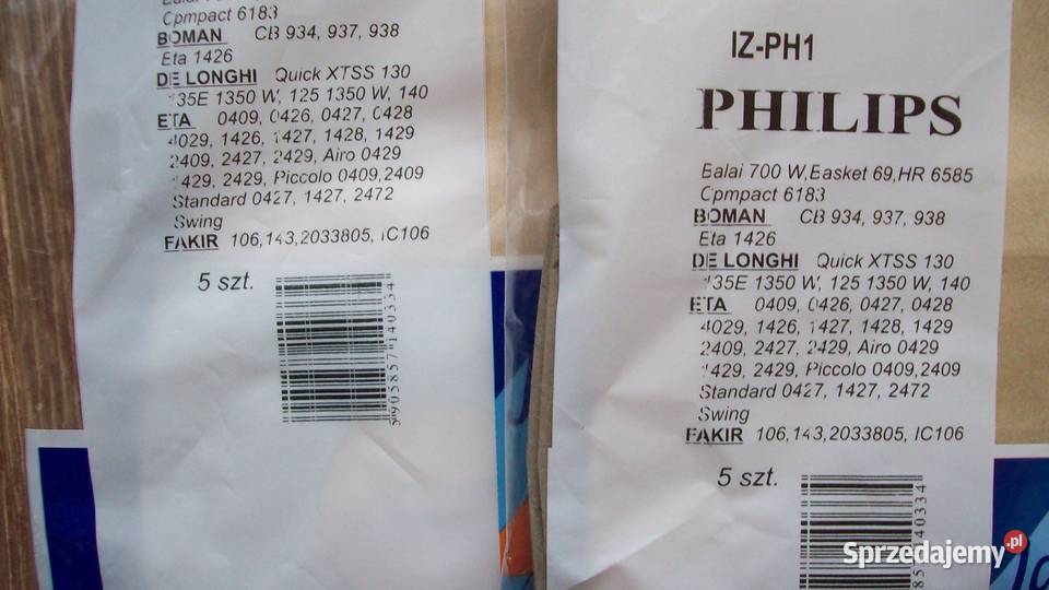 Papierowe worki do odkurzaczy Philips Eta Boman Reda