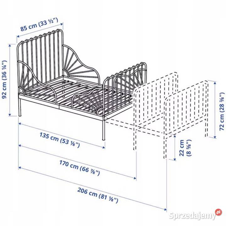 Łóżko metalowe Ikea czarne rośnie razem z
