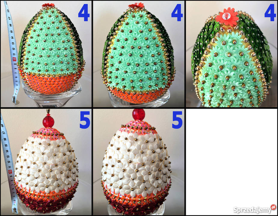 jajka wielkanocne zdobione cekinami Rękodzieło Białystok