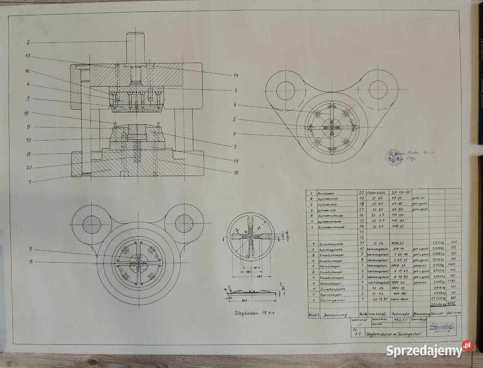 Rysunki techniczne 3 z 1957r Papier Schoeller sprzedam