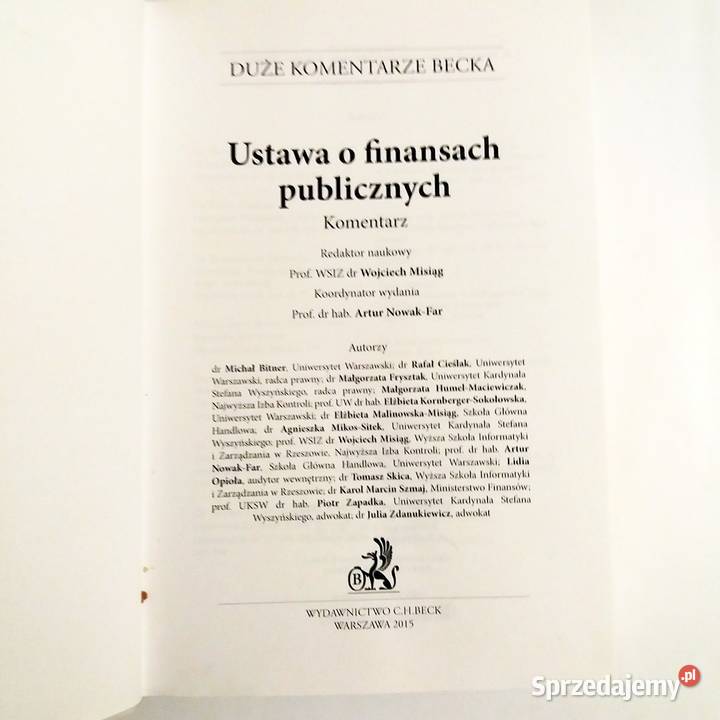 W Misiąg Ustawa o finansach publicznych łódzkie sprzedam