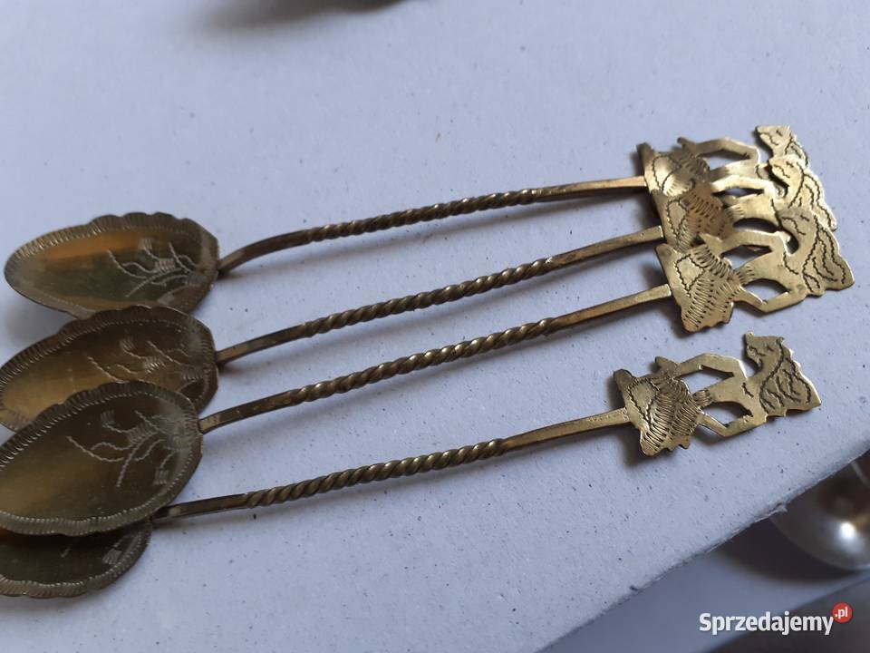 Łyżeczki deserowe staruszki mosiądz mazowieckie Warszawa