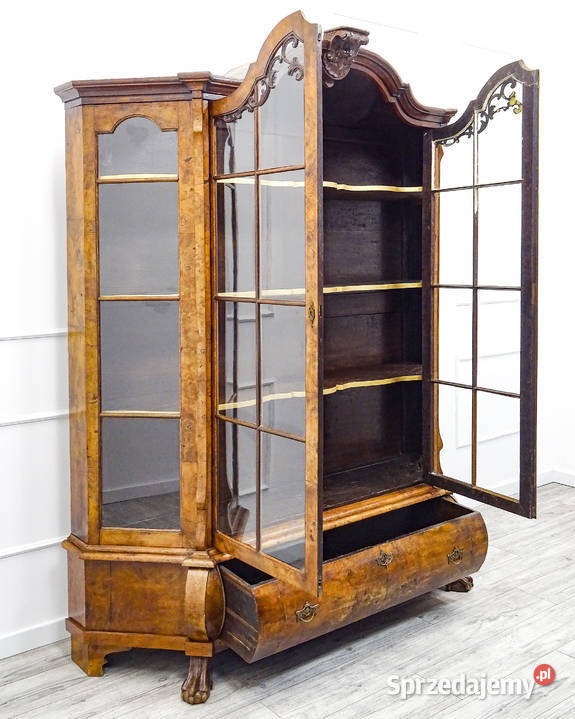 Wysoka WITRYNA drewniana ORZECH 227 zdobiona wielkopolskie Kalisz