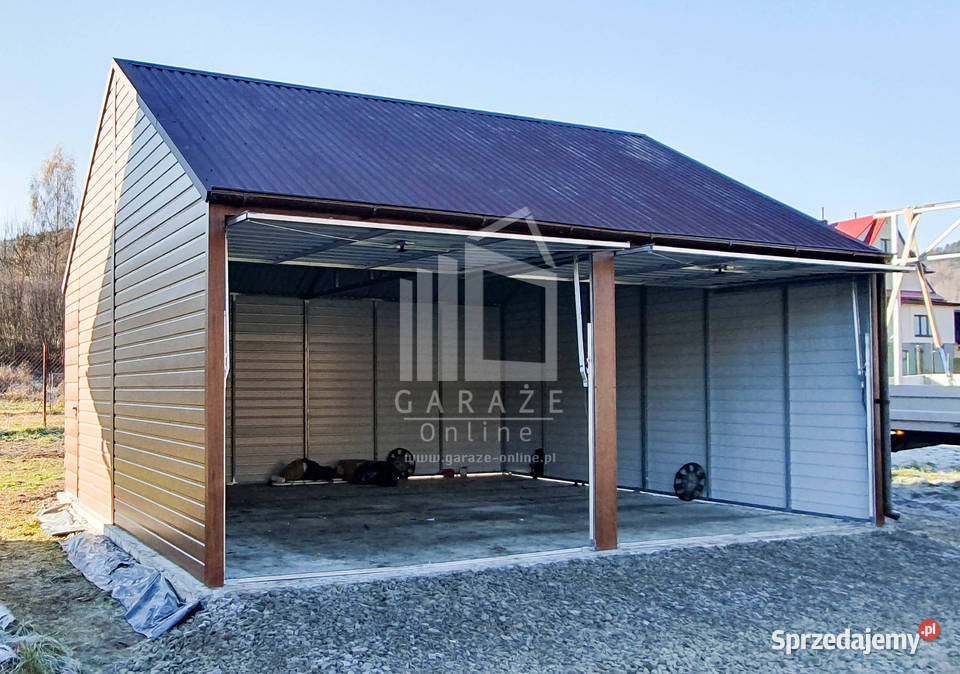 GARAŻ BLASZANY 6m x 6m dwuspad 2x Brama drzwi