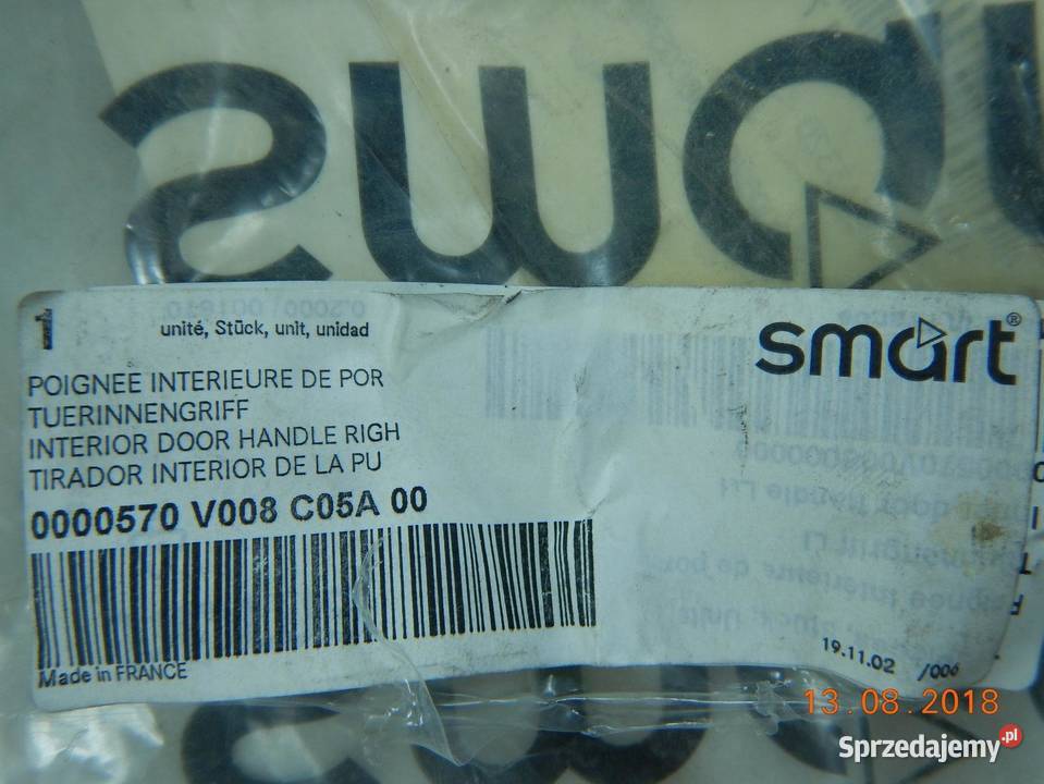 RĄCZKA DRZWI LEWYCH SMART W450 FORTWO ORYGINAŁ