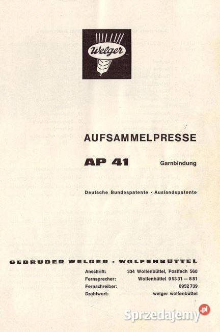 WELGER AP41 instrukcja obsługi Kielce