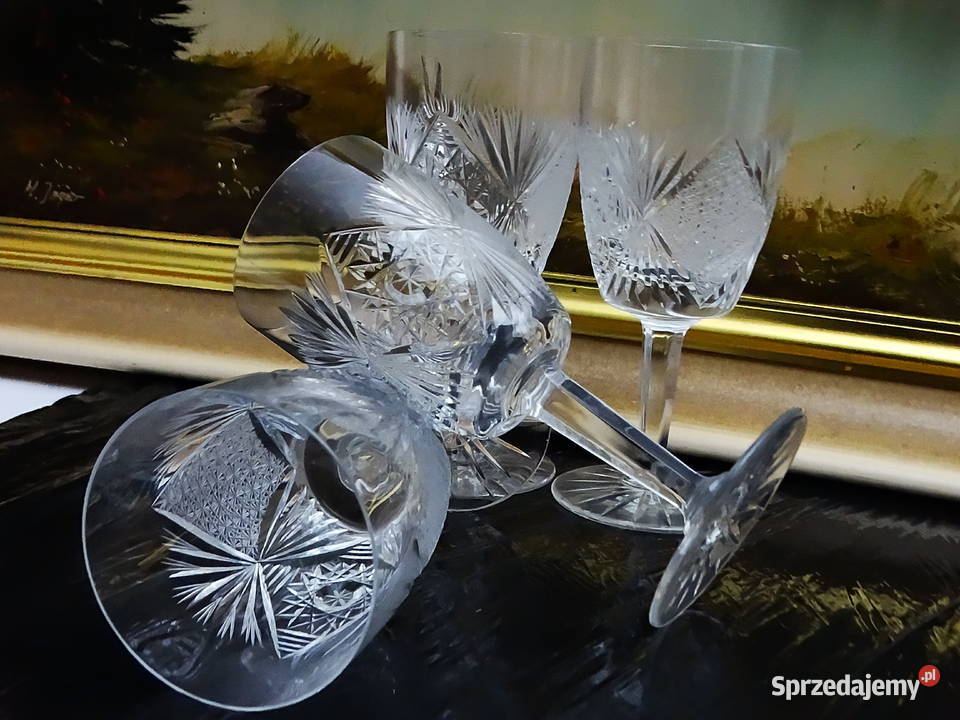 Kieliszki kryształowe zestaw 4 sztuki ręcznie Biłgoraj
