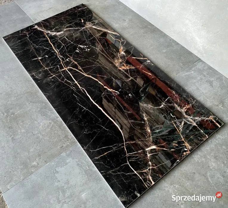 Czarny marmur złota żyłka 120x60 WYSOKI POŁYSK Płytki uniwersalne
