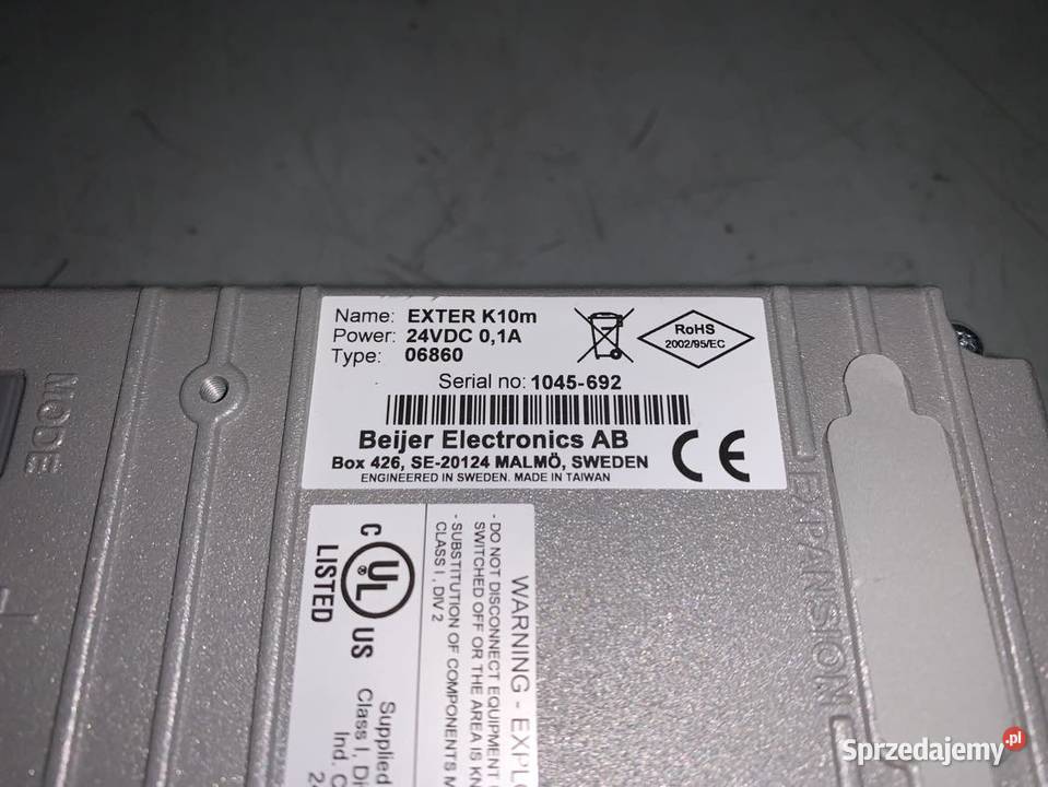 Beijer Exter K10m Type 06860 HMI panel Used Pozostałe mazowieckie Warszawa sprzedam
