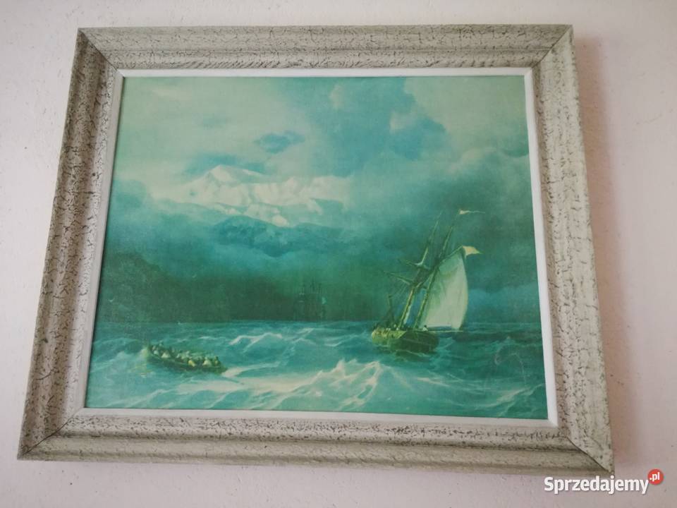 Obraz Burza na morzu 70x59 reprodukcjaŻaglówka Łódź