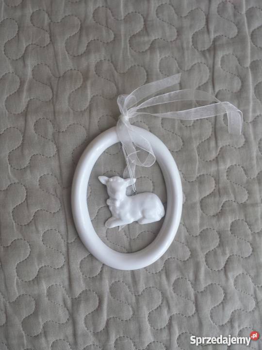 Ceramiczna zawieszka ramka z owcą barankiem