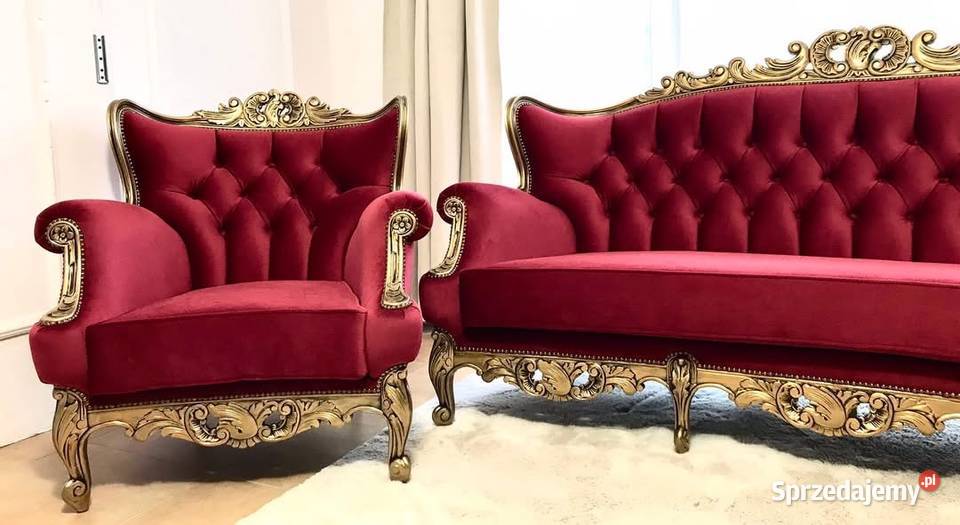 Komplet sofa fotele barok wypoczynkowy stylowy dolnośląskie Jagodnik sprzedam