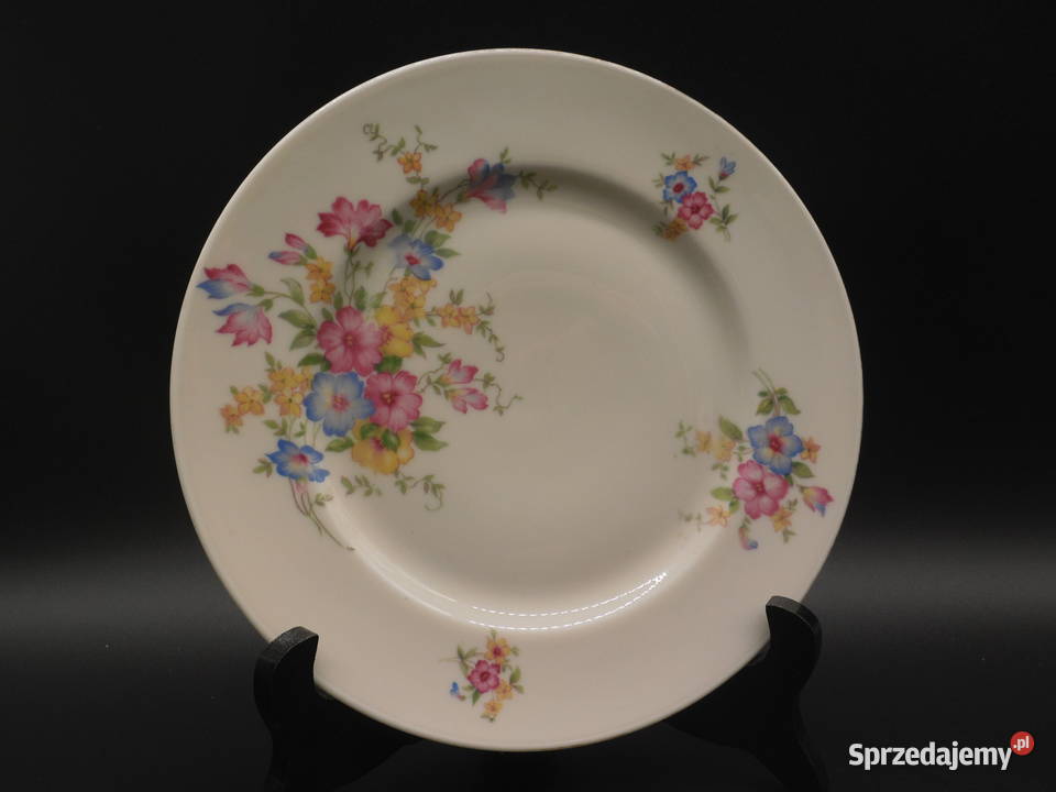 Talerz deserowy Eschenbach kremowy w kwiaty wielkopolskie Raszków