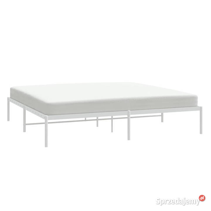 Łóżko Metalowe Białe Rama Łóżka Ze Stelażem 187cm