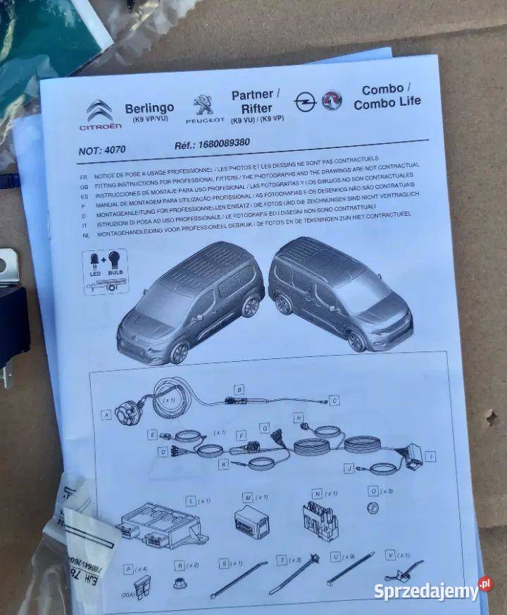 Moduł wiązka haka holowniczego Opel Combo E osobowe Materiały instalacyjne