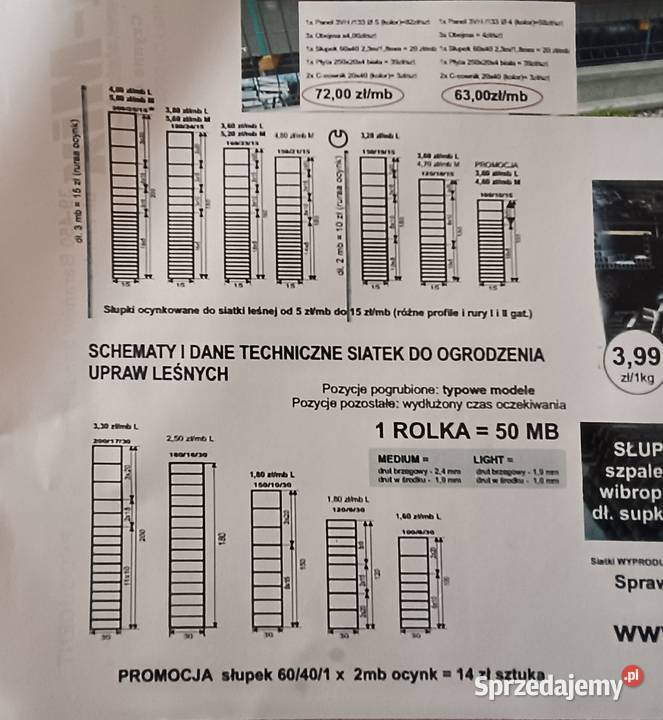 Najtańsze ogrodzenie z siatki leśnej 480 mb Baranów Sandomierski