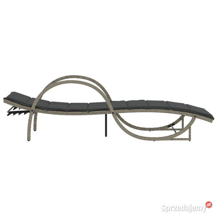 Leżak z poduszką jasnoszary 60x199x42 polirattan