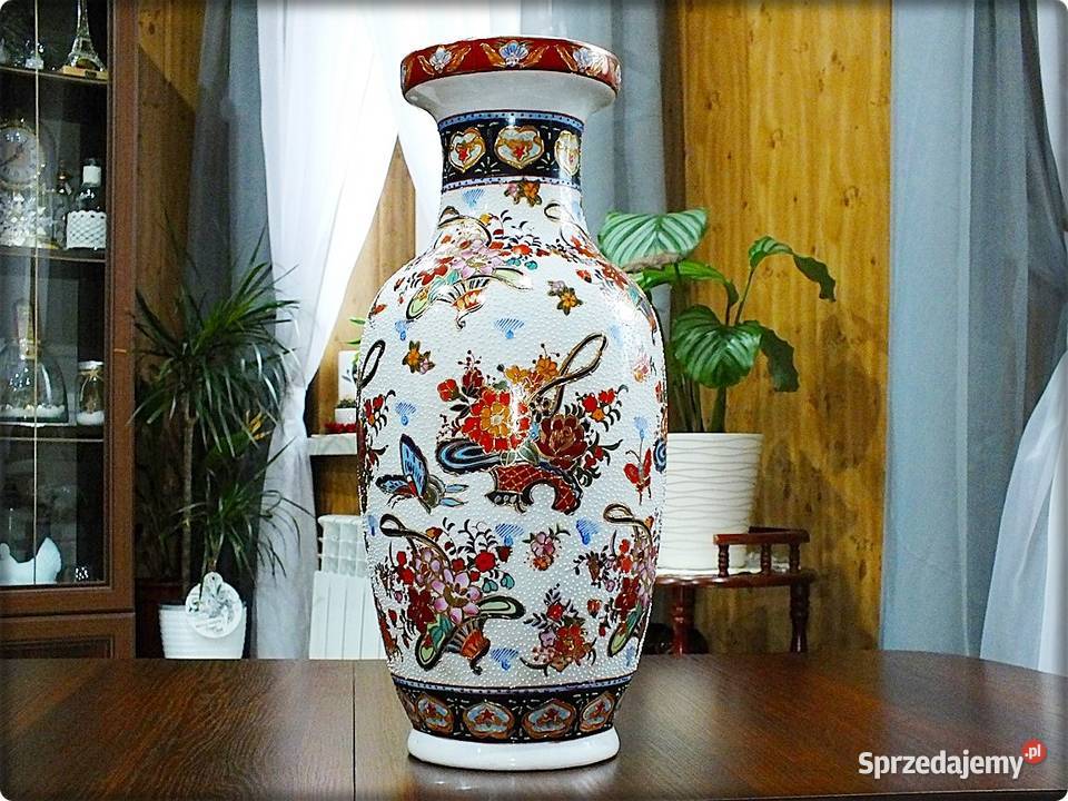 Duży Wazon Porcelana ręcznie malowana Złotem wys Żary